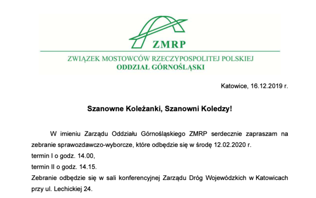 ZAPROSZENIE NA ZEBRANIE SPRAWOZDAWCZO – WYBORCZE