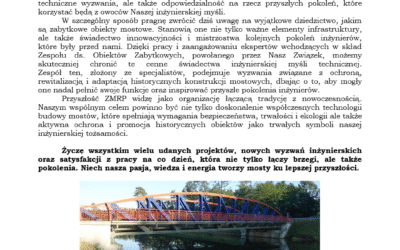 ŻYCZENIA  PRZEWODNICZĄCEGO ZWIĄZKU MOSTOWCÓW RP PROF. ADAMA WYSOKOWSKIEGO Z OKAZJI DNIA MOSTOWCA